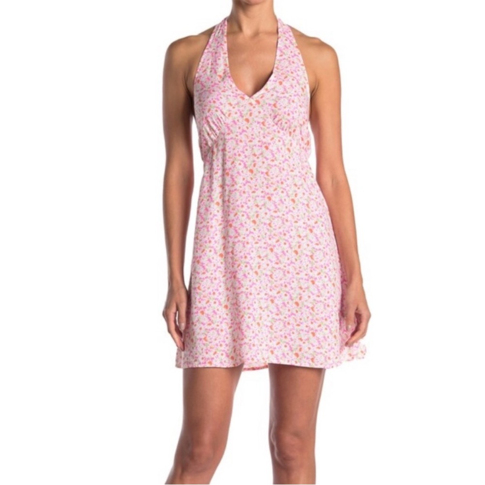 ABOUND Foral Halter Mini Dress In Pink Tamara